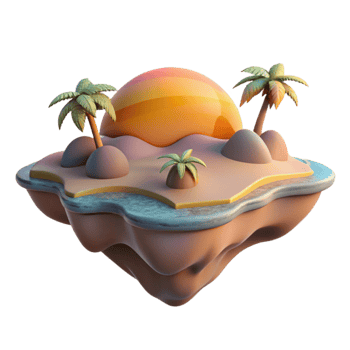vibrant traditional Fractal Island Cutout Sunrise Hues Transparent authentic png