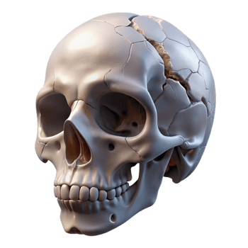 beautiful modern Fractured Skull with Dramatic Lighting Isolated detailed png