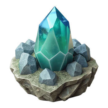 magnificent rustic Front View Translucent Crystal Emerging From Rock Isolated original png