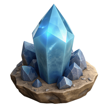 serene contemporary Front View Translucent Crystal Emerging From Rock Isolated professional png