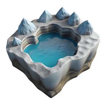 dramatic contemporary Frosted Fjord Inlet Cutout on Transparent Background png