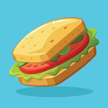 Delicious Fresh Sandwich On Blue vector