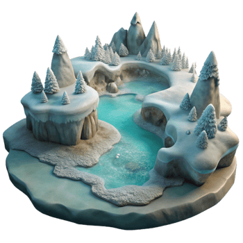 stunning modern Frosted Inlet Landscape Transparent Background with Soft Lighting detailed png