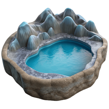 beautiful classic Frosted Inlet Waterscape Isolated with Calm Reflection original png