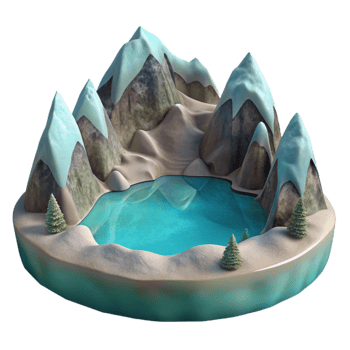 wonderful traditional Frosted Mountain Inlet Cutout with Serene View original png