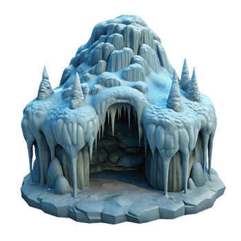 vibrant contemporary Frozen Gelid Grotto Panorama Isolated Element png
