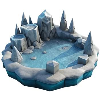 impressive vintage Frozen Lake Ice Floe Isolated Cutout Winter Scene premium png