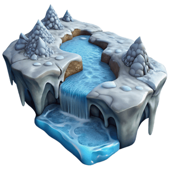 elegant traditional Frozen Stream in Gelid Grotto Isolated Element professional png