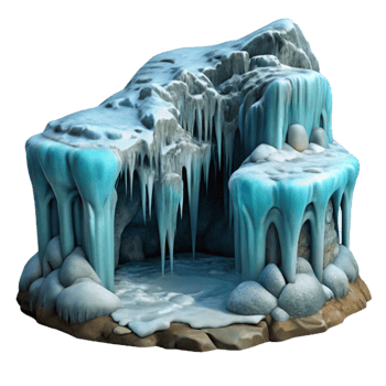 wonderful creative Frozen Waterfall in Gelid Grotto Isolated Element high resolution png