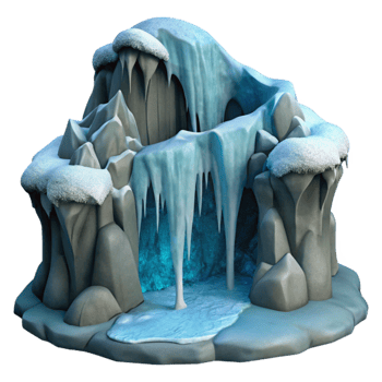 serene traditional Frozen Waterfall in Gelid Grotto Isolated Element authentic png