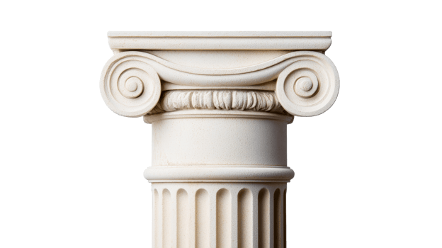 Ionic capital column, architecture element, history and culture, cut out transparent png