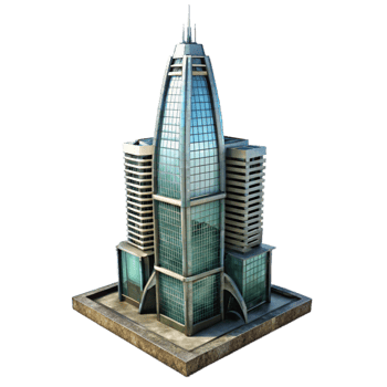 serene contemporary Futuristic Skyscraper Transparent Background with Detailed Architecture original png