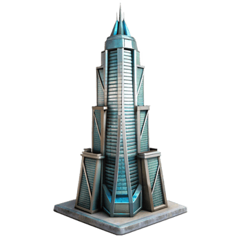 stunning artistic Futuristic Skyscraper Transparent Background with Detailed Architecture genuine png