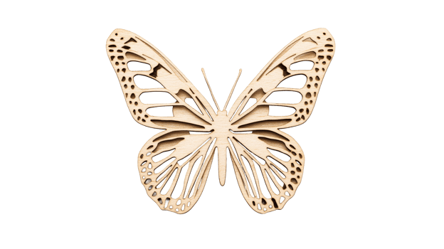 Decorative plywood butterfly with pattern, ornate design , cut out transparent png