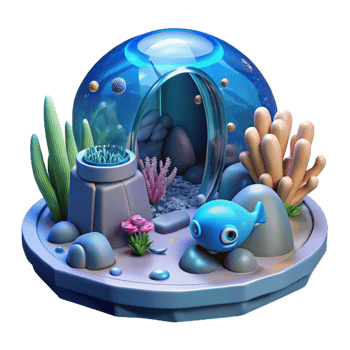 wonderful classic Futuristic Underwater Scene Isolated Transparent Background premium png