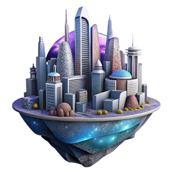 extraordinary contemporary Galactic City Cutout Futuristic Skyscrapers Angle authentic png