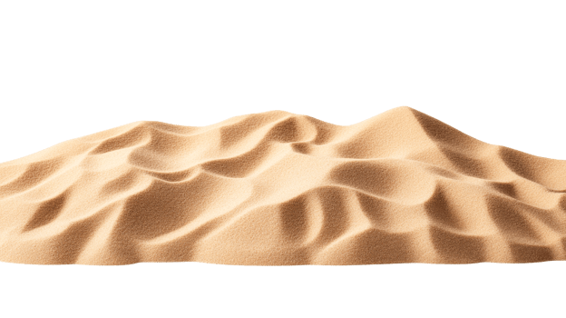 Sand dune landscape, tan color, wind erosion, smooth surface, cut out transparent png