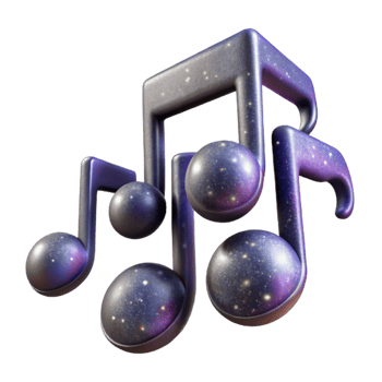 vibrant contemporary Galactic Music Notes Cutout with Transparent Background png
