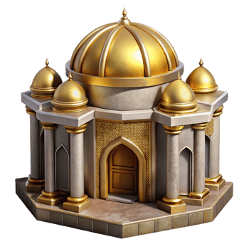 impressive traditional Galactic Palace Cutout Frontal View Golden Architecture Isolated high resolution png