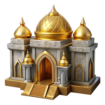 dramatic creative Galactic Palace Cutout Frontal View Golden Architecture Isolated exclusive png