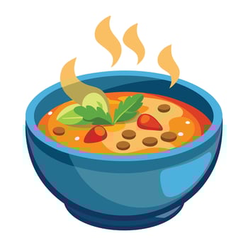 Steaming Bowl Of Delicious Vegetable Soup vector
