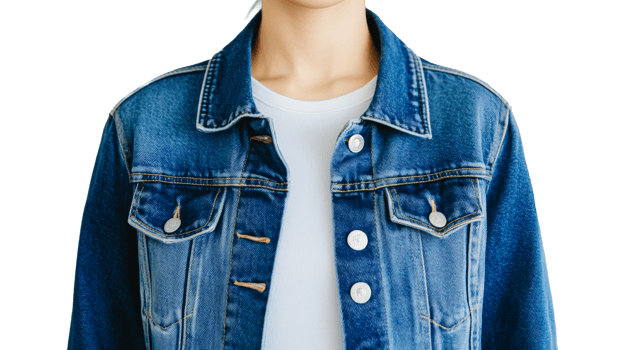 Woman in denim jacket and white t-shirt, fashion style, cut out transparent png