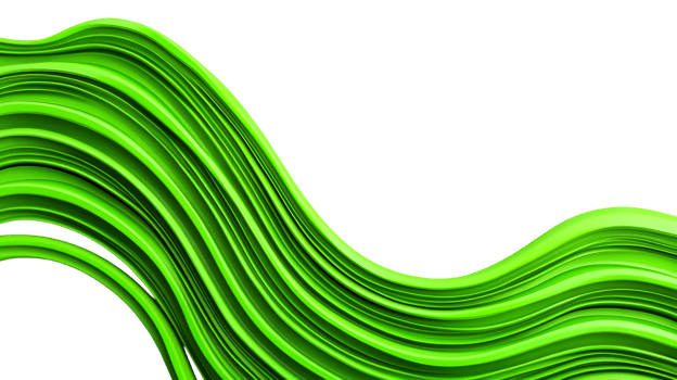 Glossy green waves, abstract background, decorative design element, cut out transparent png