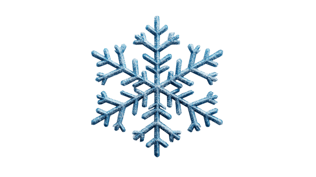 Sparkling blue snowflake ornament with intricate details, cut out transparent png