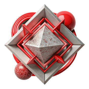beautiful traditional Geometric Chaos Design Red Sharp Angles Isolated professional png