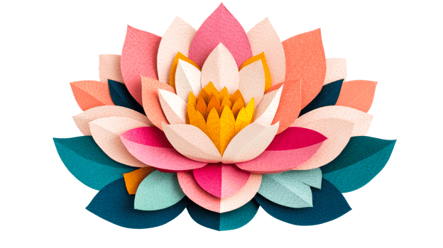 Colorful lotus flower with intricate details, cut out transparent png