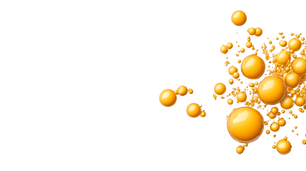 Abstract yellow spheres background in black color , cut out transparent png