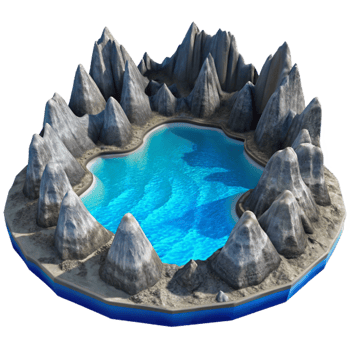 serene creative Geometric Fjord Cutout Aerial Perspective Transparent Background premium png