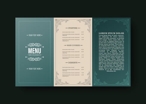 Menu Layout with ornamental Element design. vector