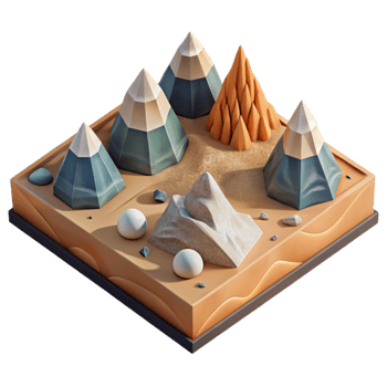 dramatic creative Geometric Landscape Transparent Background Top View png