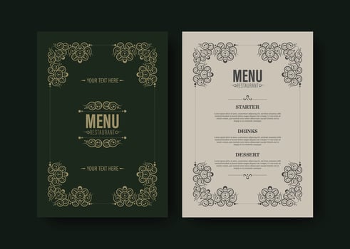 retro Menu Layout with ornamental Elements vector