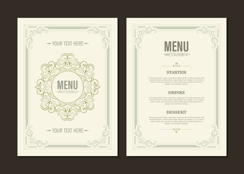 Menu Layout with ornamental Elements template vector