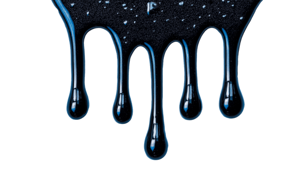 Glittering blue liquid dripping elegantly down, cut out transparent png