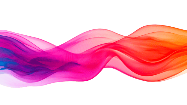 Abstract flowing waves pattern with color gradient, cut out transparent png