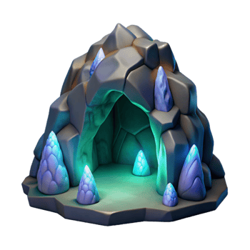 vibrant modern Glowing Grotto Bioluminescent Caverns Cutout Transparent Background high resolution png