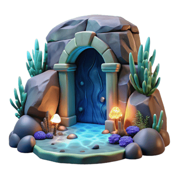 vibrant contemporary Glowing Grotto Entrance Underwater Scene Cutout genuine png