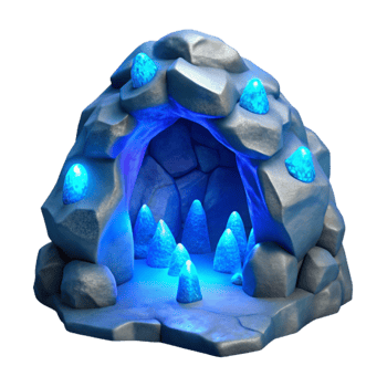 elegant artistic Glowing Grotto Cutout Ocean Cliff Cavern Scene high resolution png