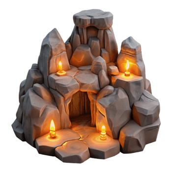 magnificent abstract Glowing Grotto Rock Formations Cutout Warm Lighting authentic png