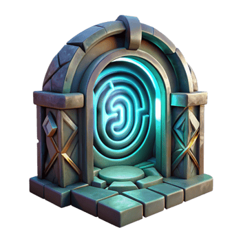 vibrant minimalist Glowing Luminari Labyrinth Entrance Isolated Element professional png