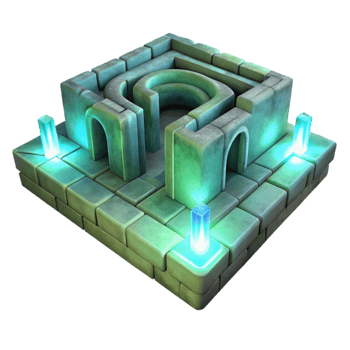 magnificent abstract Glowing Luminari Labyrinth Path Isolated on White genuine png