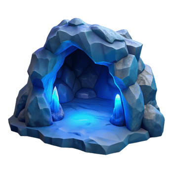 magnificent classic Glowing Ocean Cave Cutout with Dark Blue Light premium png