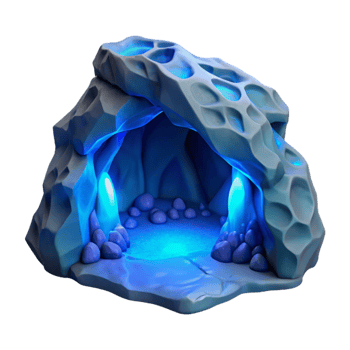 beautiful traditional Glowing Ocean Cave Cutout with Dark Blue Light exclusive png
