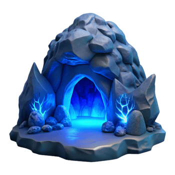 elegant minimalist Glowing Ocean Cave Cutout with Dark Blue Light premium png