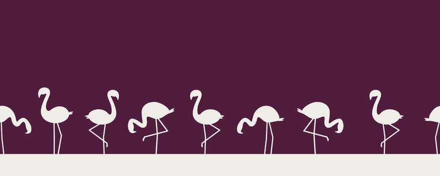 flamingo silhouettes border vector