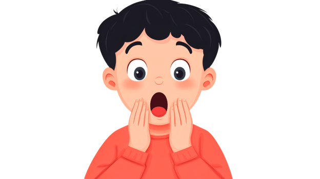 Shocked boy with hands on face, surprised, open mouth, cut out transparent png