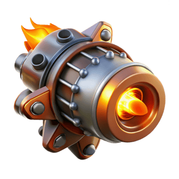 serene traditional Glowing Starship Engine Cutout with Orange Flames high quality png